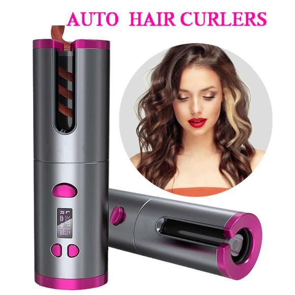 Automatic Hair Curler Curling Iron Wireless Ceramic USB Rechargeable With LED Di - Picture 1 of 11
